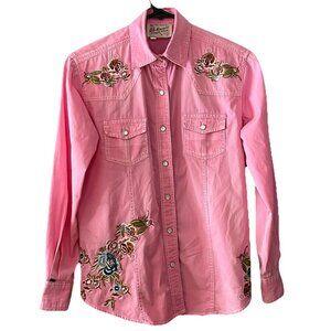 Rockmount Ranch Wear Women's Small Pearl Snap Floral Embroidered Western Shirt